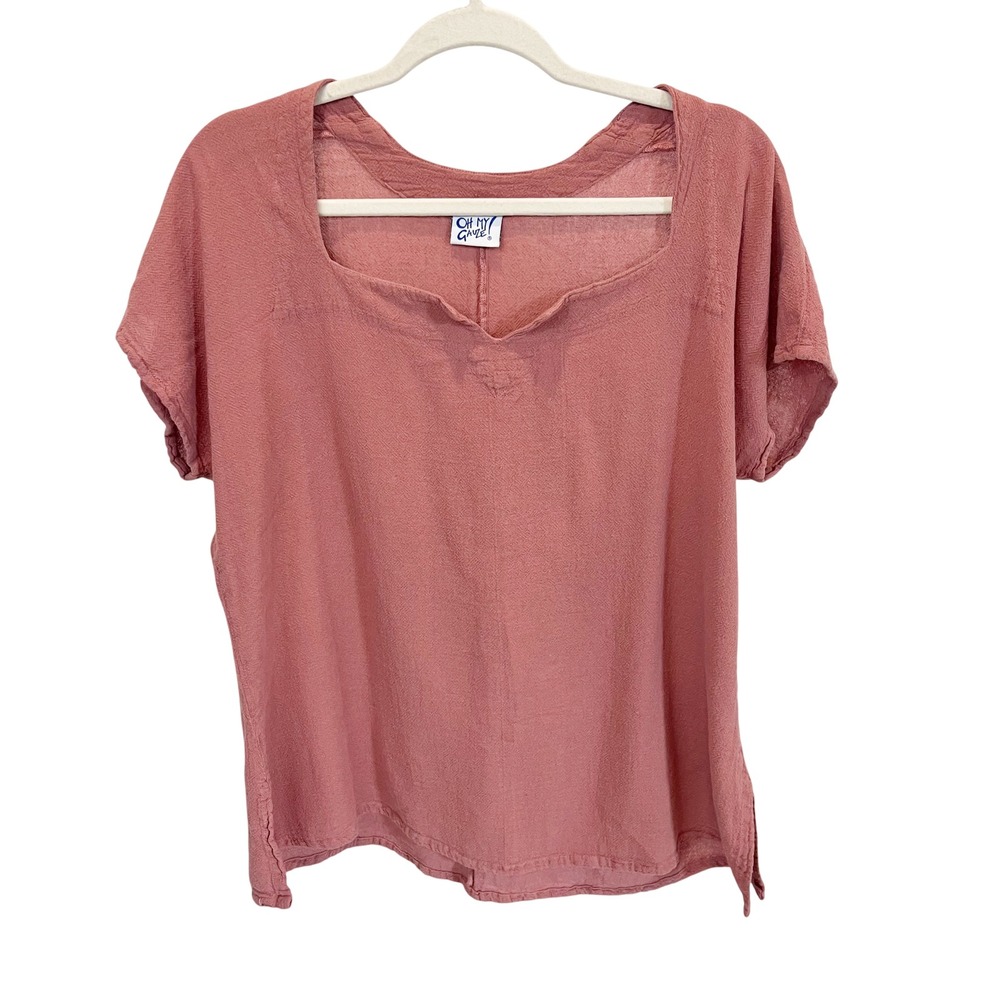 Oh My Gauze! Dusty Rose Short Sleeve Gauze Blouse